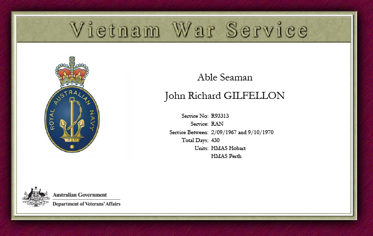 John Gilfellon certificate